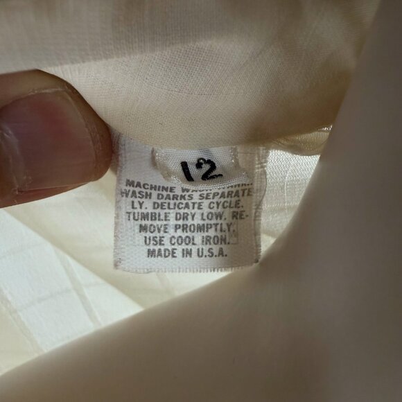 PIERRE BALMAIN VTG Mandarin Collar Butter Cream‎ Yellow Button Down Blouse 12 M - Picture 6 of 9